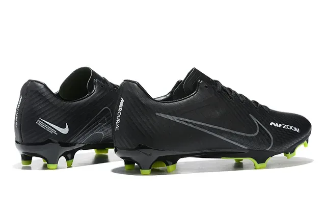 Nike Preto Verde Fibra de Carbono Superior Textura Silhueta Baixa Corte Sola Firme Sapatos de Futebol 5