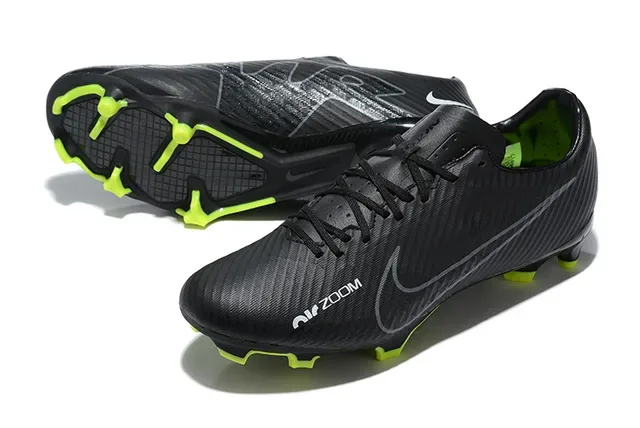 Nike Preto Verde Fibra de Carbono Superior Textura Silhueta Baixa Corte Sola Firme Sapatos de Futebol 7