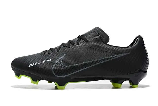 Nike Preto Verde Fibra de Carbono Superior Textura Silhueta Baixa Corte Sola Firme Sapatos de Futebol 10