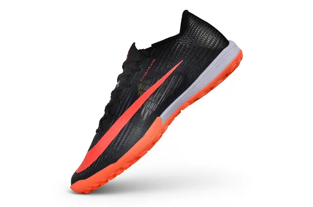Nike Negro Naranja Flyweave Knit Upper Bajo Cuello Turf Zapatos de fútbol 4