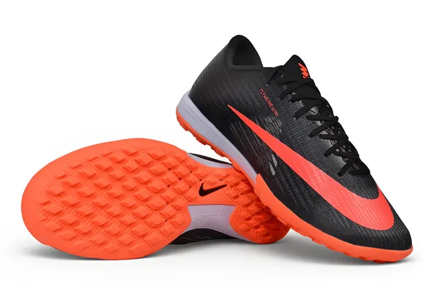 Nike Negro Naranja Flyweave Knit Upper Bajo Cuello Turf Zapatos de fútbol 5