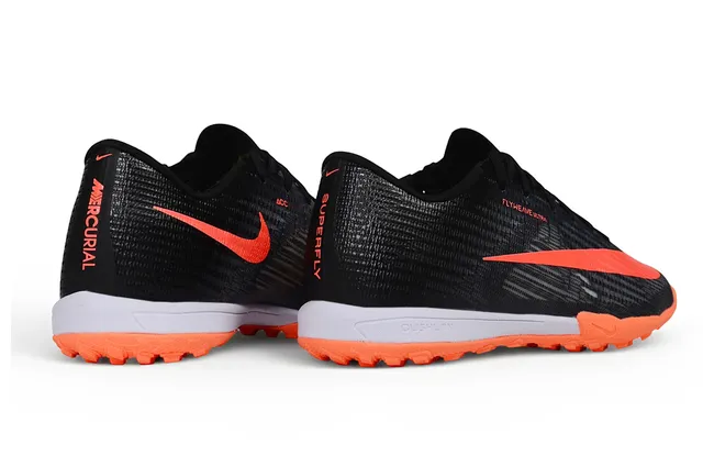 Nike Negro Naranja Flyweave Knit Upper Bajo Cuello Turf Zapatos de fútbol 6