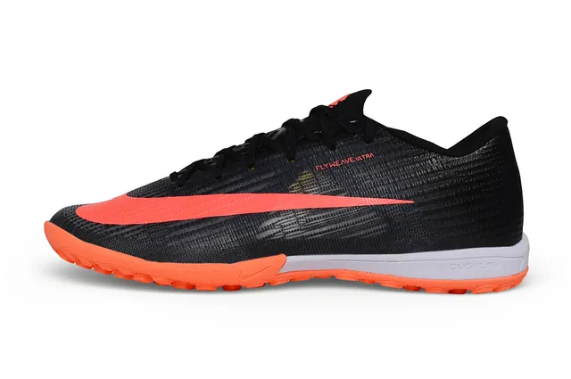 Nike Negro Naranja Flyweave Knit Upper Bajo Cuello Turf Zapatos de fútbol 7