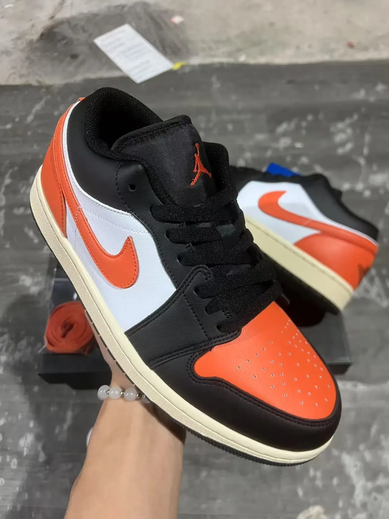 Nike Black Orange Low-Top Silhouette Leather And Synthetic Paneling Lifestyle Sneakers 2