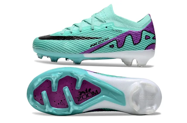 Nike Black Purple Textured Knit Upper Gradient Overlay Firm-Ground Soccer Shoes 23