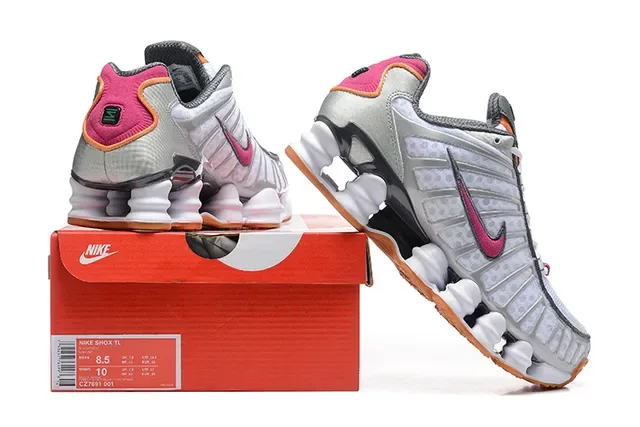 Nike Black Red Shox Column Cushioning Layered Synthetic Cage Lifestyle Sneakers 2