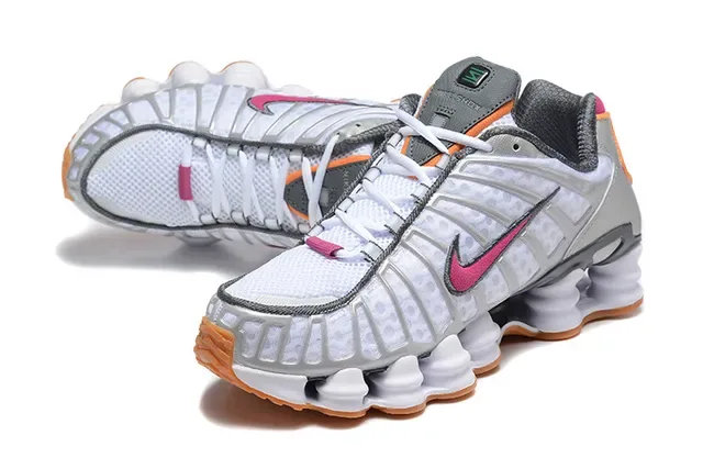 Nike Black Red Shox Column Cushioning Layered Synthetic Cage Lifestyle Sneakers 6