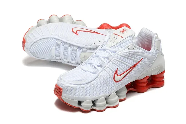 Nike Black Red Shox Column Cushioning Layered Synthetic Cage Lifestyle Sneakers 9