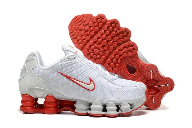 Nike Black Red Shox Column Cushioning Layered Synthetic Cage Lifestyle Sneakers 10