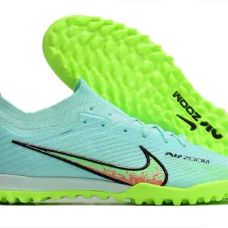 Nike Blue Green Knit Upper Neon Studs Turf Soccer Shoes