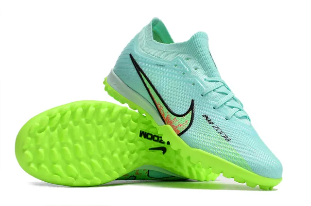 Nike Zapatillas de Fútbol Azul Verde Upper de Tejido Clavos Neón Turf 2