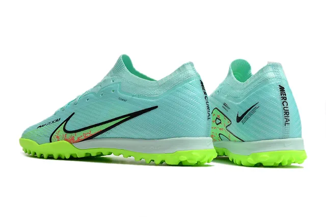 Nike Zapatillas de Fútbol Azul Verde Upper de Tejido Clavos Neón Turf 4
