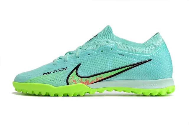Nike Zapatillas de Fútbol Azul Verde Upper de Tejido Clavos Neón Turf 6