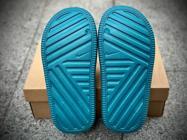Nike Blue Molded Monolithic Construction Embossed Swoosh Slippers 3