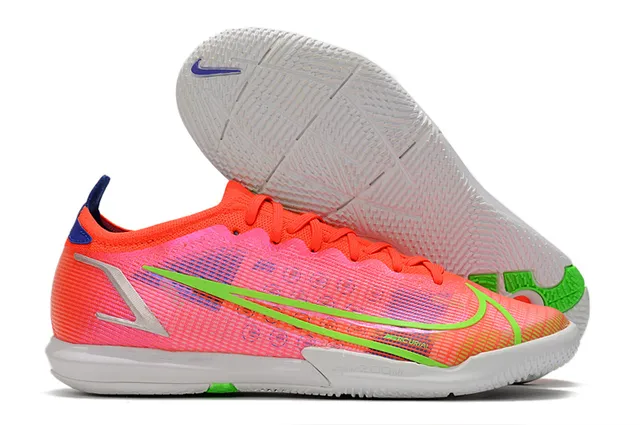 Nike Bleu Orange Mailles Et Synthétique Overlay Upper Vibrant Swoosh Accent Chaussures De Football Indoor 2