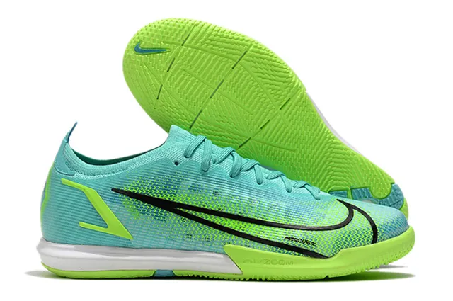 Nike Bleu Orange Mailles Et Synthétique Overlay Upper Vibrant Swoosh Accent Chaussures De Football Indoor 4
