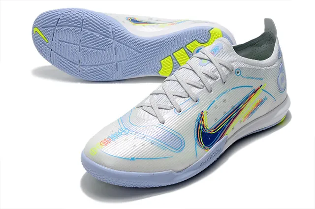 Nike Bleu Orange Mailles Et Synthétique Overlay Upper Vibrant Swoosh Accent Chaussures De Football Indoor 14