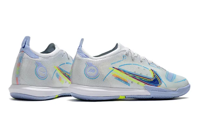 Nike Bleu Orange Mailles Et Synthétique Overlay Upper Vibrant Swoosh Accent Chaussures De Football Indoor 15