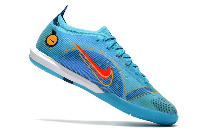 Nike Bleu Orange Mailles Et Synthétique Overlay Upper Vibrant Swoosh Accent Chaussures De Football Indoor 23