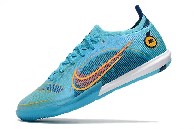 Nike Bleu Orange Mailles Et Synthétique Overlay Upper Vibrant Swoosh Accent Chaussures De Football Indoor 24