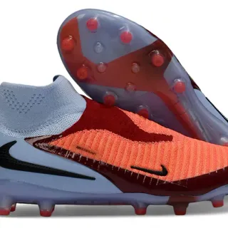 Nike Blue Orange Sock-Fit Collar Asymmetric Lacing Firm-Ground Soccer Shoes