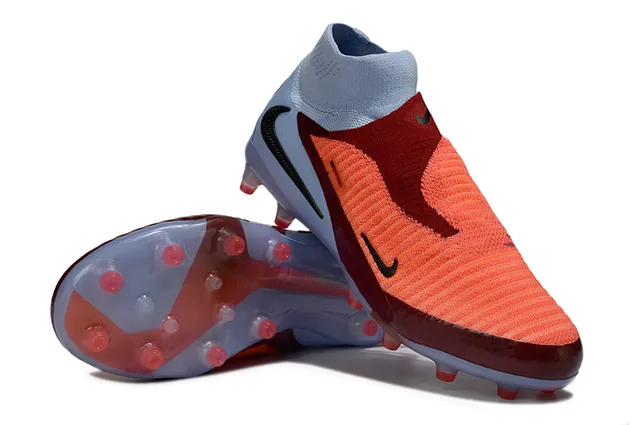 Nike Blue Orange Sock-Fit Collar Asymmetric Lacing Firm-Ground Soccer Shoes 3