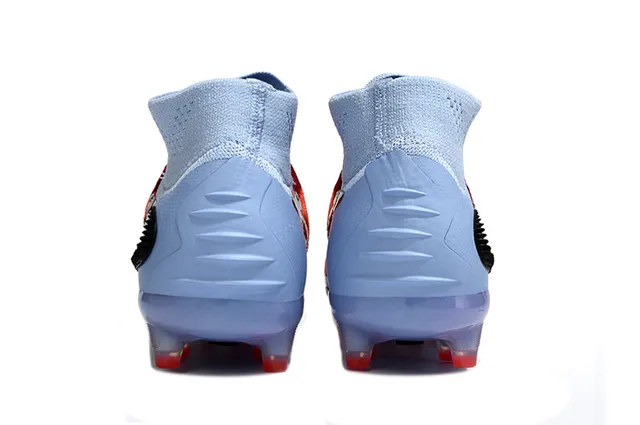 Nike Blue Orange Sock-Fit Collar Asymmetric Lacing Firm-Ground Soccer Shoes 4