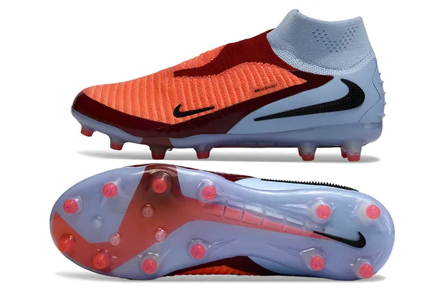Nike Blue Orange Sock-Fit Collar Asymmetric Lacing Firm-Ground Soccer Shoes 6