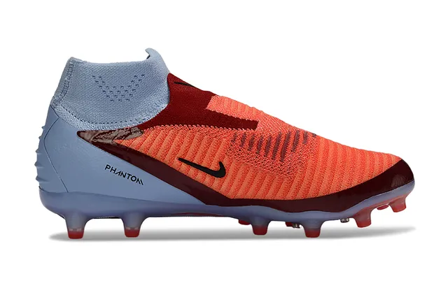 Nike Blue Orange Sock-Fit Collar Asymmetric Lacing Firm-Ground Soccer Shoes 7