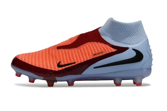 Nike Blue Orange Sock-Fit Collar Asymmetric Lacing Firm-Ground Soccer Shoes 8