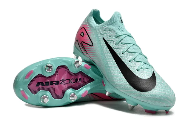 Nike Blue Pink Knit Upper Dynamic Graphic Firm-Ground Soccer Shoes 3