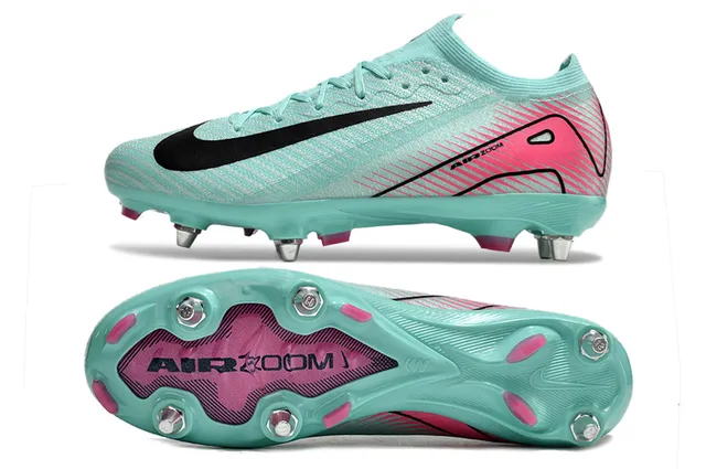 Nike Blue Pink Knit Upper Dynamic Graphic Firm-Ground Soccer Shoes 5