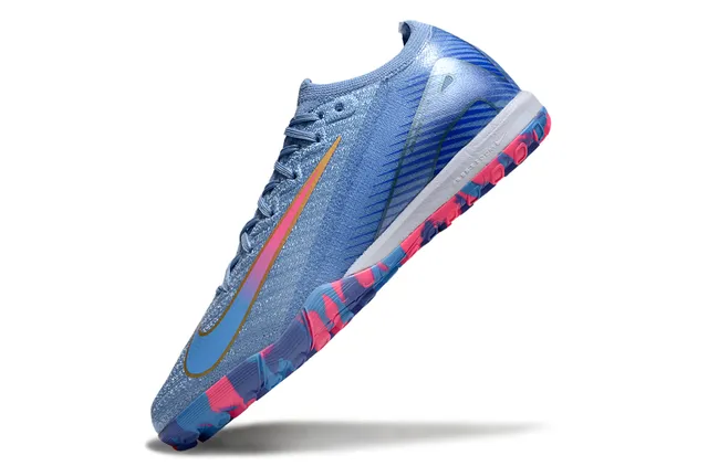 Nike Blue Pink Knit Upper Iridescent Turf Soccer Shoes 5