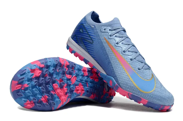 Nike Blue Pink Knit Upper Iridescent Turf Soccer Shoes 6