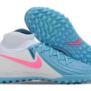 Nike Blue Pink Sock-Fit Collar Knit Upper Turf Soccer Shoes