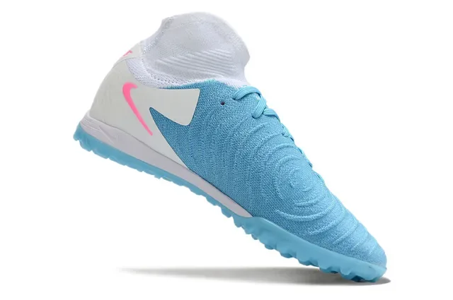 Nike Blue Pink Sock-Fit Collar Knit Upper Turf Soccer Shoes 2