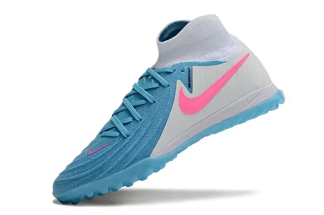 Nike Blue Pink Sock-Fit Collar Knit Upper Turf Soccer Shoes 3