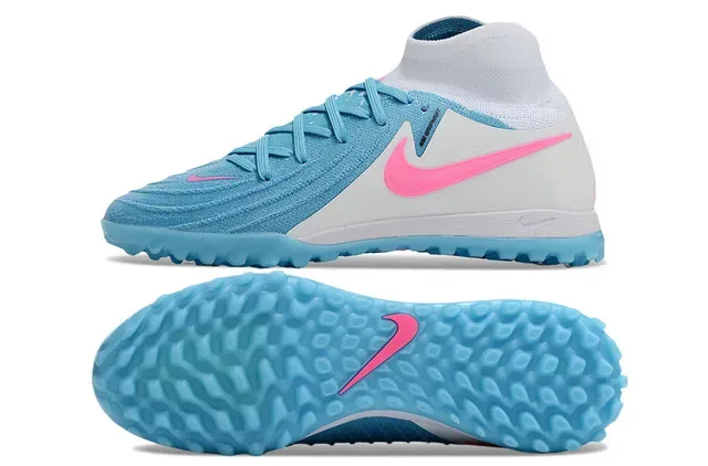 Nike Blue Pink Sock-Fit Collar Knit Upper Turf Soccer Shoes 6