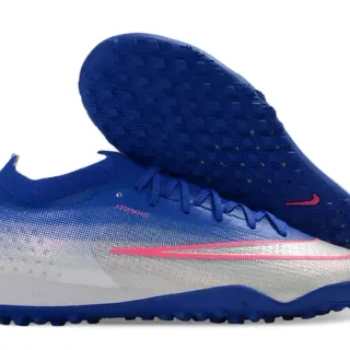 Nike Blue Silver Sock-Fit Collar Gradient Knit Upper Turf Soccer Shoes