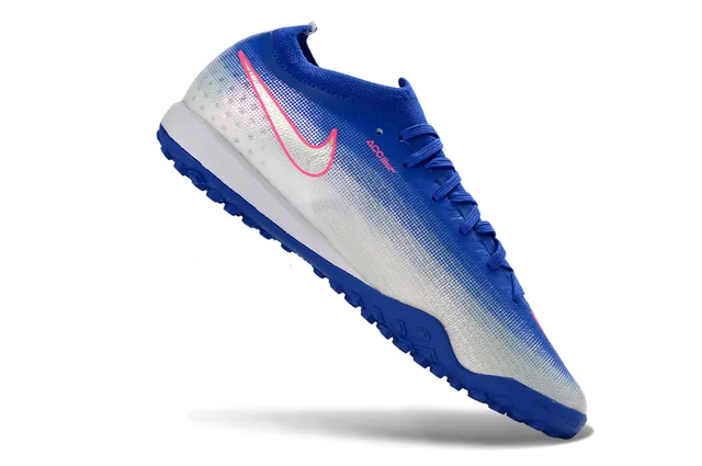 Nike Blue Silver Sock-Fit Collar Gradient Knit Upper Turf Soccer Shoes 2