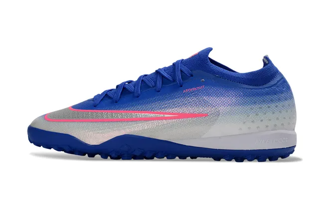 Nike Blue Silver Sock-Fit Collar Gradient Knit Upper Turf Soccer Shoes 7