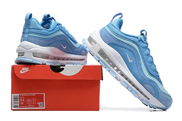 Nike Tênis Lifestyle Azul Branco com Upper de Malha e Sintético Full-Length Air Unit Visível 6