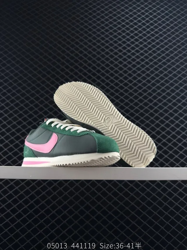 Nike Cortez Green Pink Suede and Synthetic Lifestyle Sneakers 2
