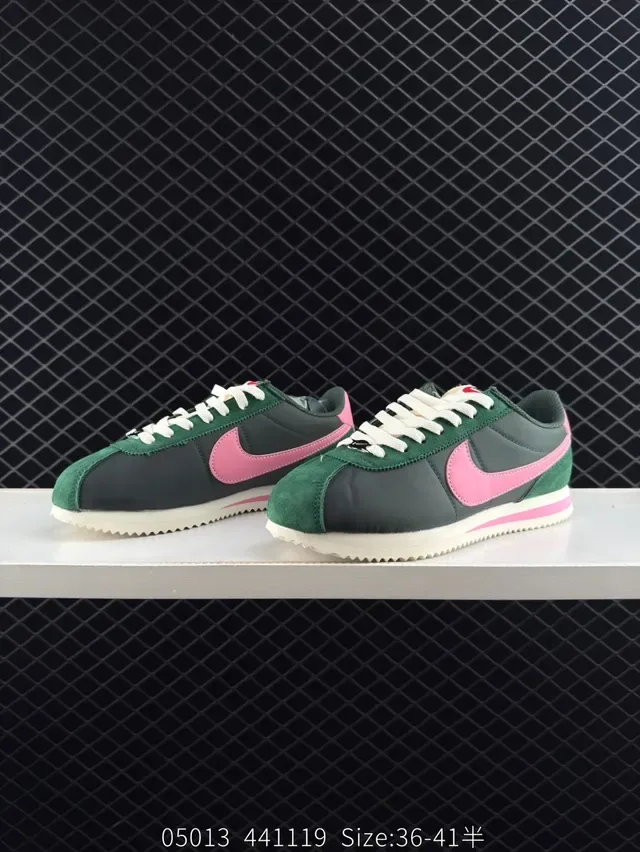 Nike Cortez Green Pink Suede and Synthetic Lifestyle Sneakers 3