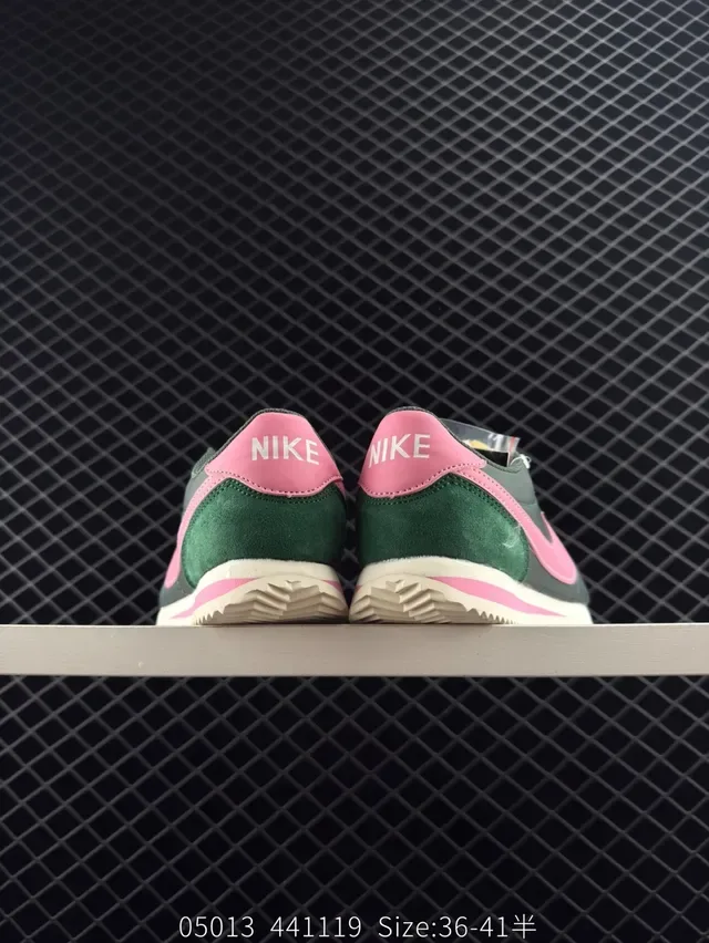 Nike Cortez Green Pink Suede and Synthetic Lifestyle Sneakers 4