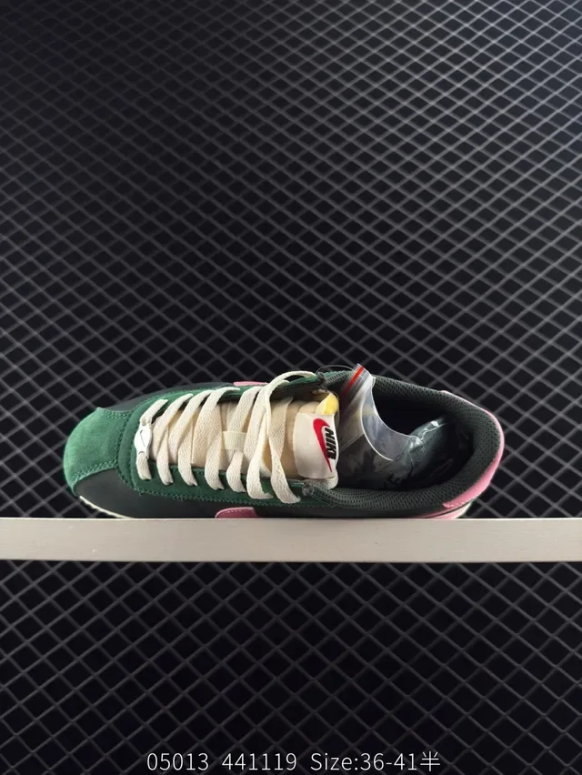 Nike Cortez Green Pink Suede and Synthetic Lifestyle Sneakers 5