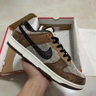 Nike Dunk Low Brown Mesh and Croc-Embossed Swoosh Lifestyle Sneakers