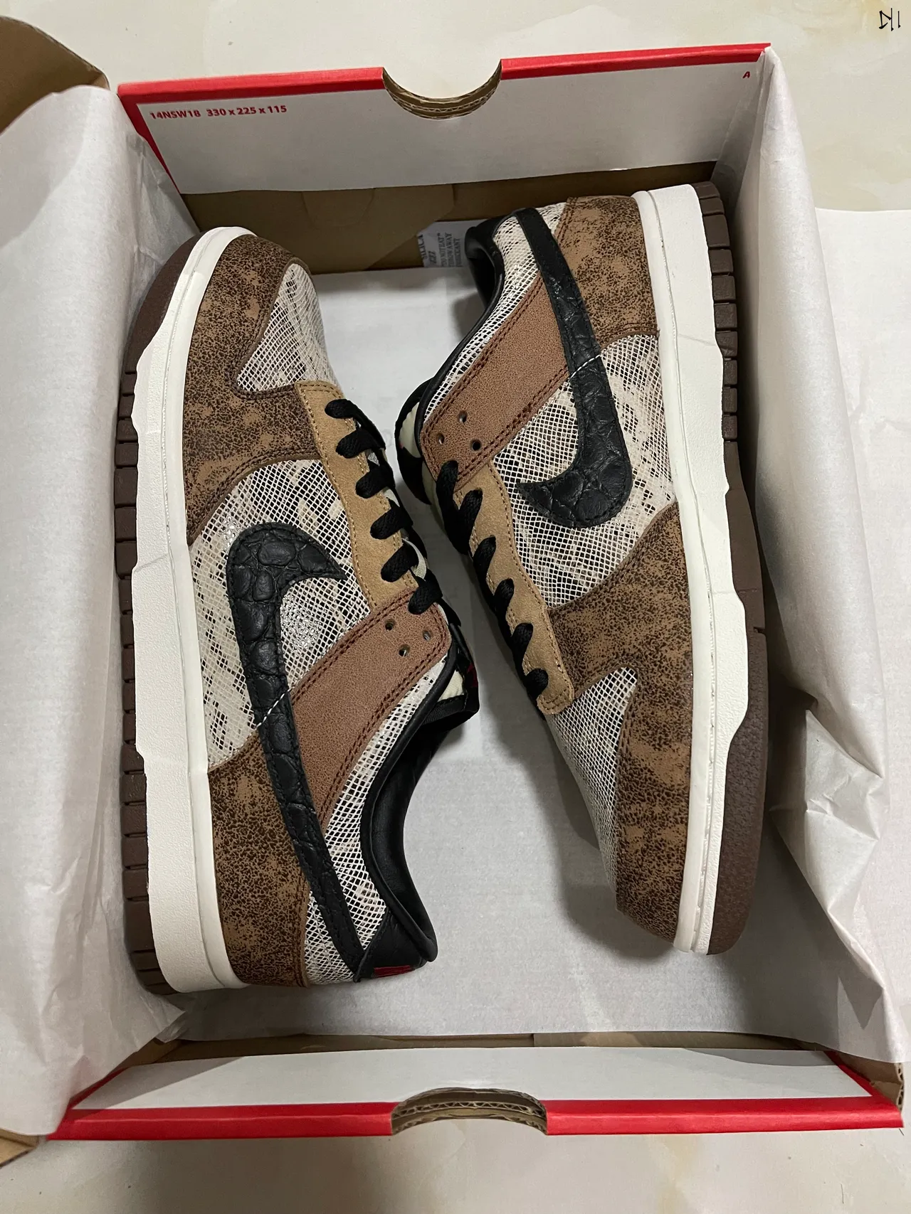 Nike Dunk Low Brown Mesh and Croc-Embossed Swoosh Lifestyle Sneakers 8