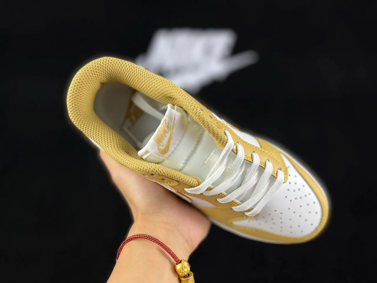 Nike Dunk Low Gold and White Bandana Print Lifestyle Sneakers 3