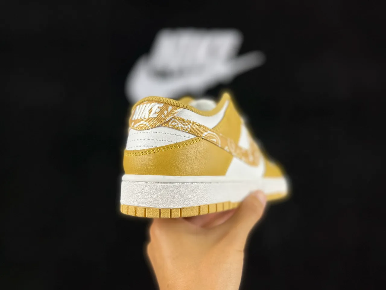 Nike Dunk Low Gold and White Bandana Print Lifestyle Sneakers 5